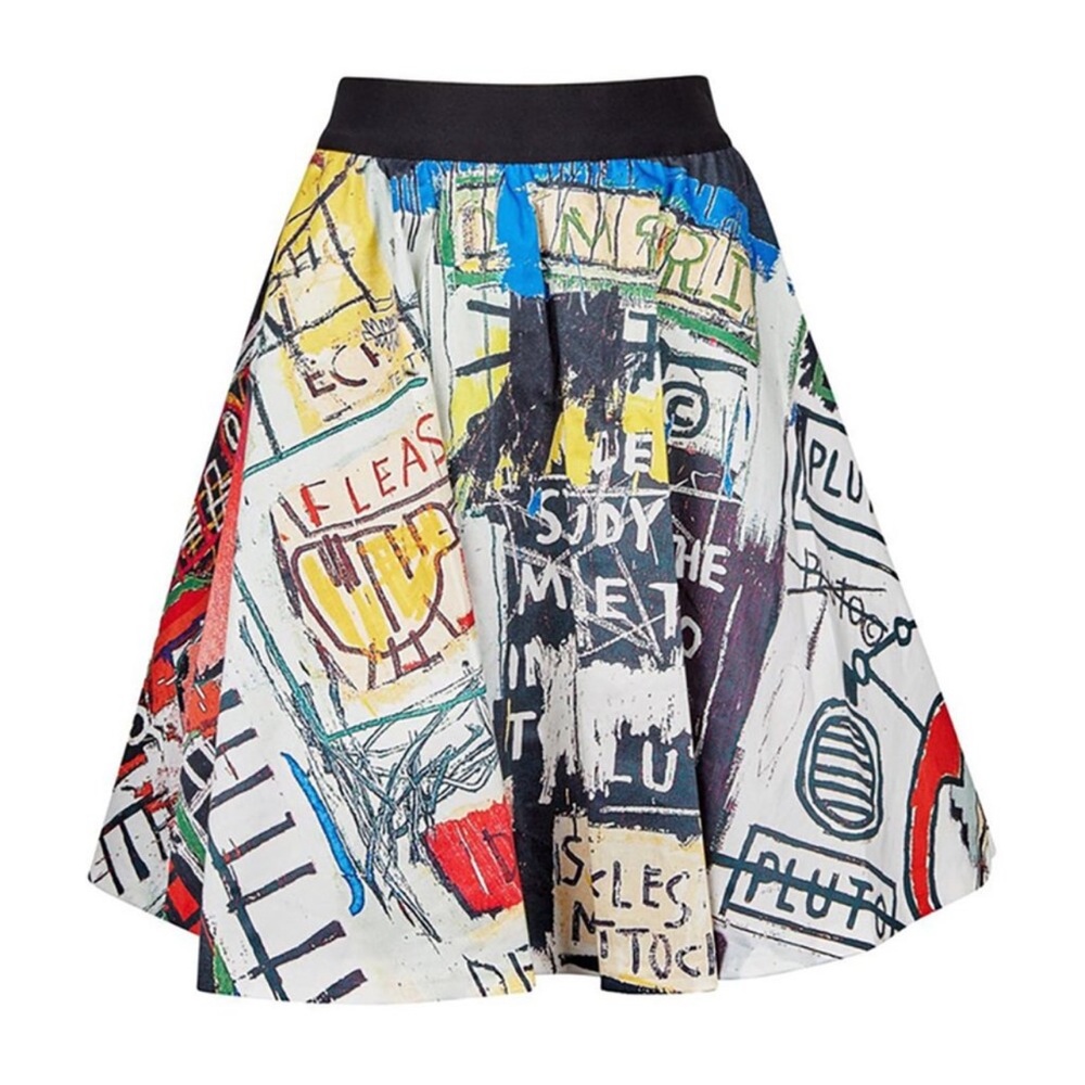 Alice + Olivia × Basquiat Earla Graffiti Print Mini Skirt Drawing Doodle